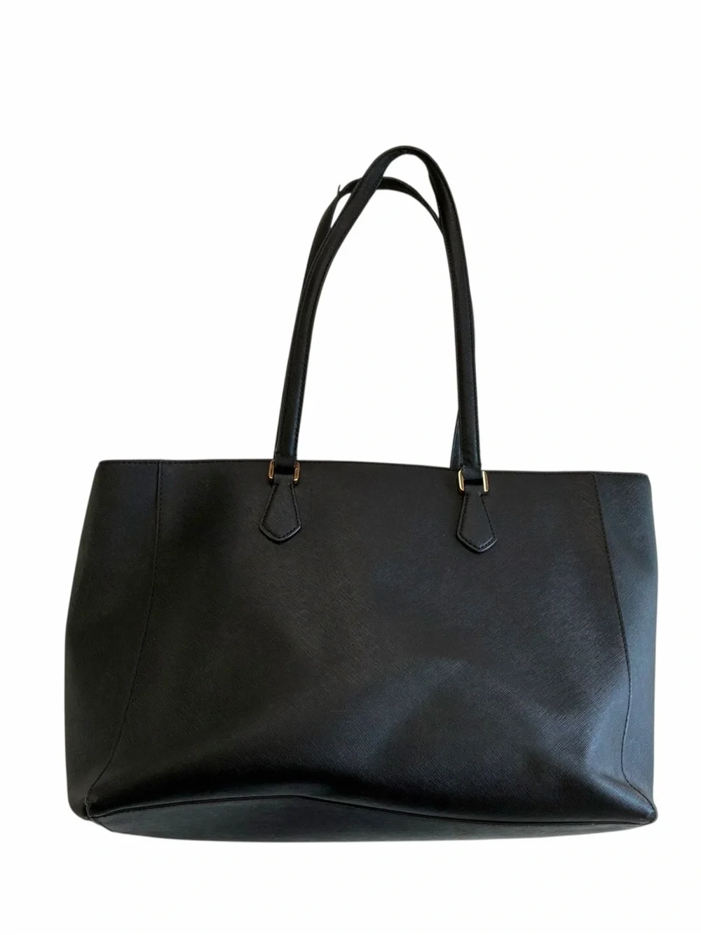 Tory Burch Black Large Robinson Saffiano Leather Tote 15 inch Size